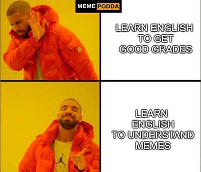 drake meme learning english